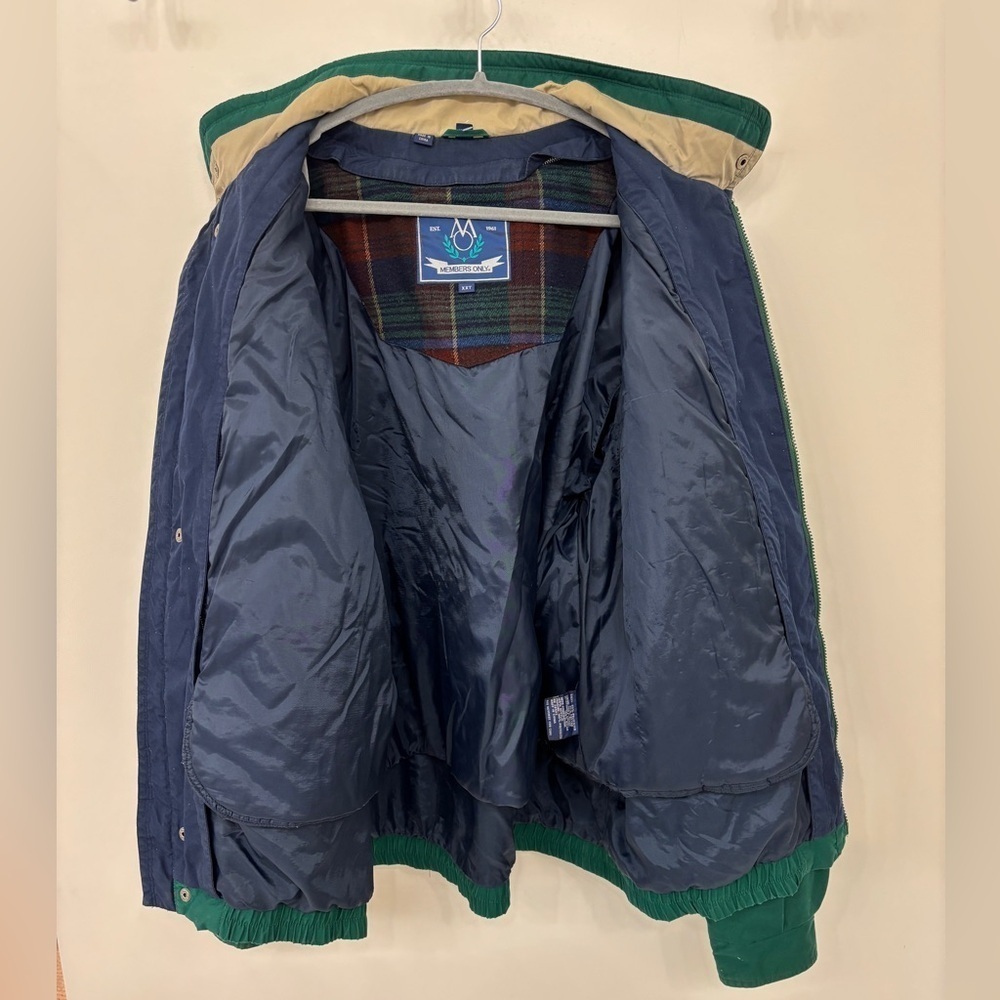 Members Only Green Jacket Mens Vintage Heavy Iconic Racer Quilted Lining XXT - Picture 2 of 16